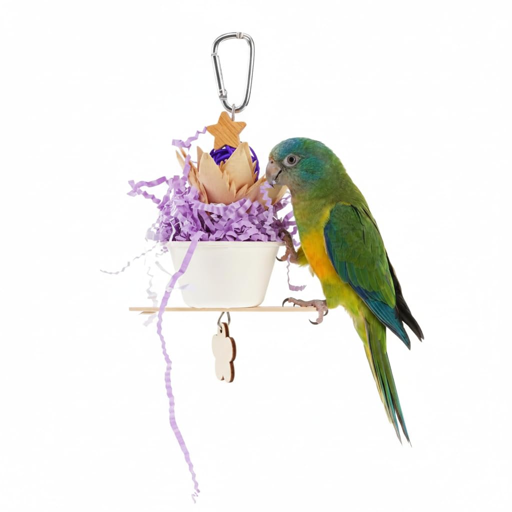 FRCOLOR Parrot Shredding and Chewing Toy for Birds Hanging Toy for Parrots Cockatiels and Budgies Fun Interactive Cage Accessory for Emotional and Physical Activity