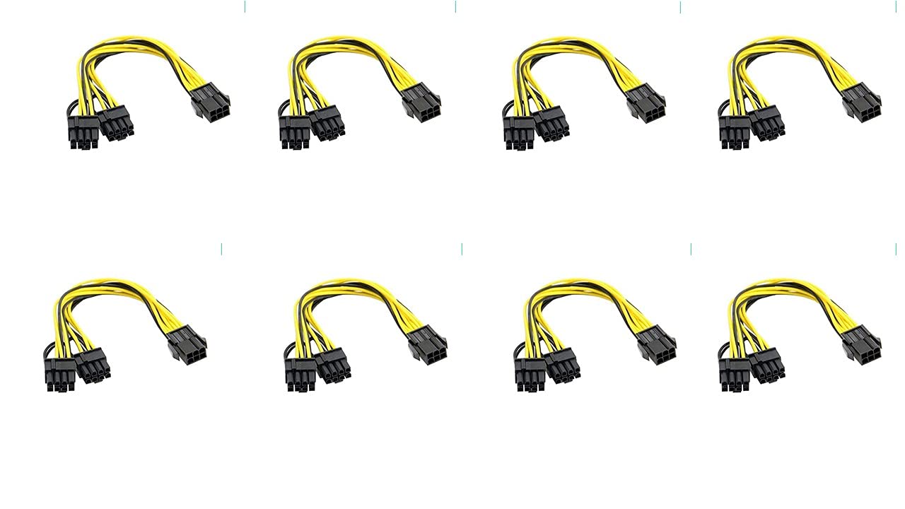 Hi-Lite Essentials [Pack of 8] PCI-E 6pin Female to Dual 8pin (6+2pin) Male Splitter Y Cable Video Card GPU Power Cable-image-15