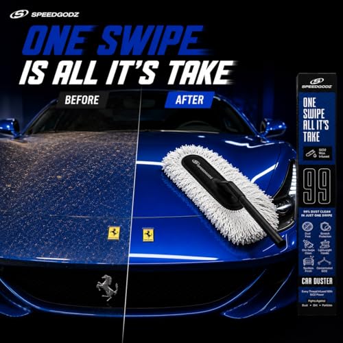 Image of Car Duster Combo - Car Duster + Rejuvenator Spray | Ceramic Wax Infused | Duster with Rejuvenator for Restored Dust-Trapping Power | Scratch-Free Cleaning for Car & Bike
