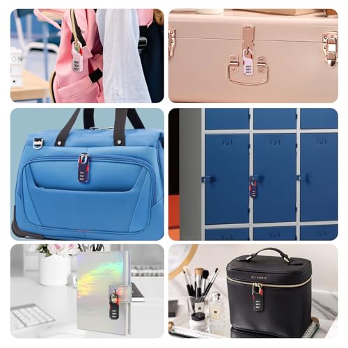 Mini Padlock, BARRYSAIL 3 Pcs Small Locks Set with 3 Digits Combination for Kids Diary Backpack Zipper (Black+Blue+Pink) - Image 5