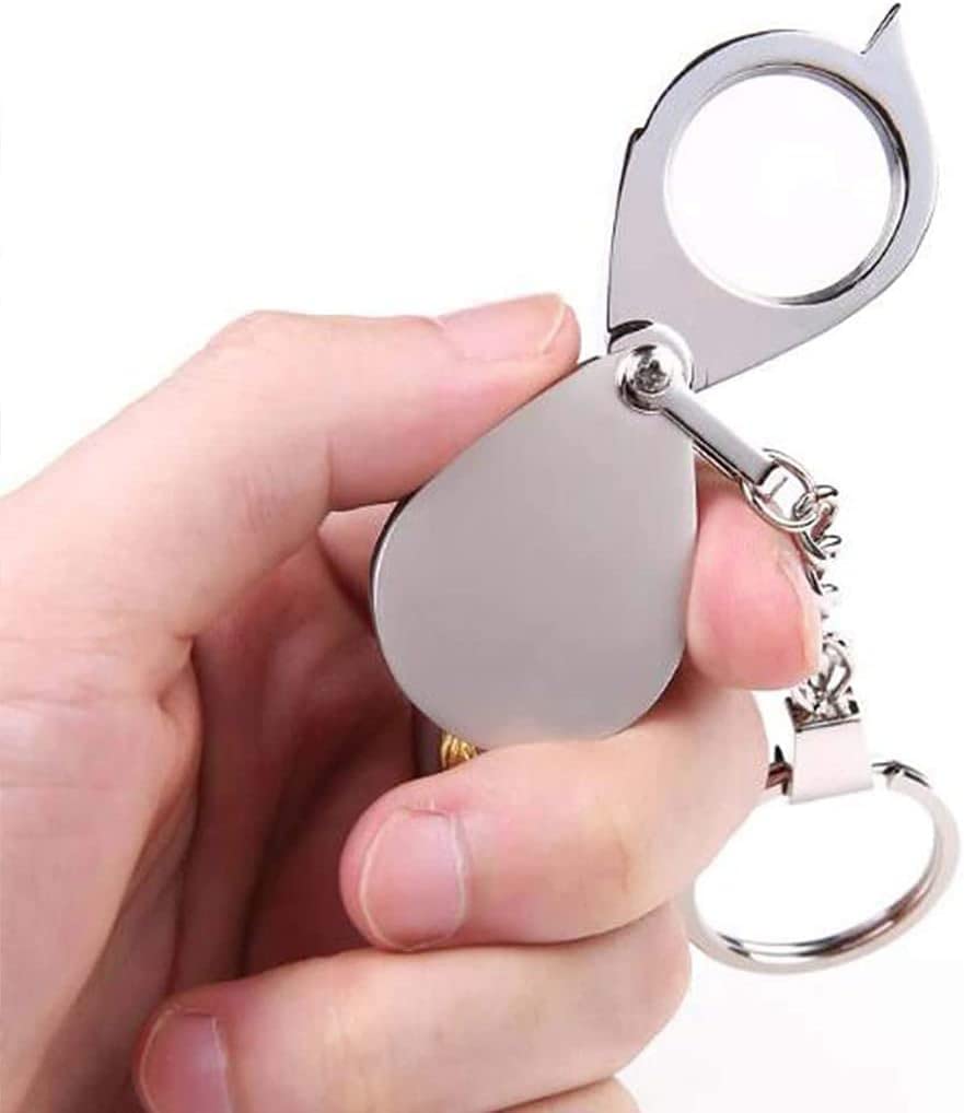 Powiększające 2 szt. Mini lupa 20X Składana kieszonkowa lupa Lupa Brelok z obrotową osłoną ochronną do biżuterii, czytania, hobby, nauki, książek A Okulary (kolor: A) Beauty Comes