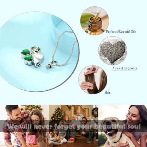 Lucky Four Leaf Clover Urn Necklace for Ashes Cremation Jewelry for Women Men Stainless Steel Memorial Necklaces Ash Holder for Human Pets Keepsake Jewelry for Loved Ones with Fill Tool - Image 5