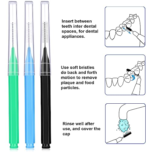 Image of Patelai 100 Pcs Braces Dental Brushes,Black, Blue, Green,Mixed Size