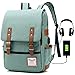 Vintage Laptop Backpack for Women, 15.6inch USB College School Bookbag - Green