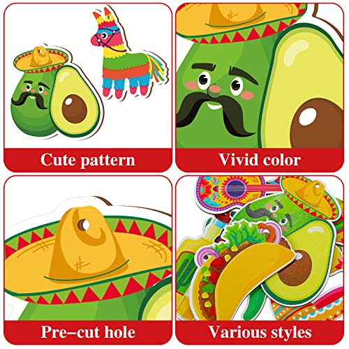 40 Pcs Summer Mexican Fiesta Ornaments Wooden Cinco De Mayo Hanging Decorations Mexican Party Supplies Photo Props Tree Decor For Summer Fiesta Birthday Taco Tuesday Party Decorations #TOP1