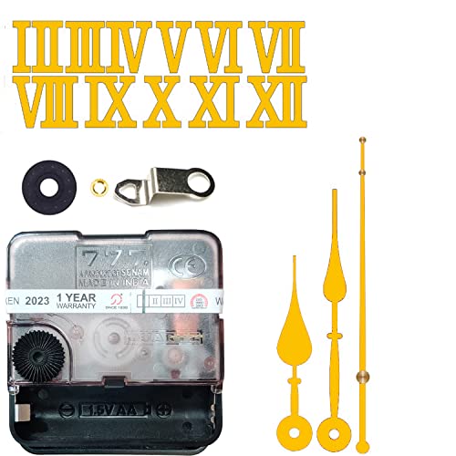Image of 12 Pcs Arabic Mirrored Acrylic Numerals Movement Machine 22mm for Wood Resin Marble Clock Fancy Needles Pack 1 (Gold D1)