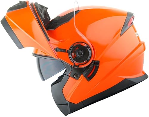 Miniatura 5 de 1Storm - Casco modular de cara completa para motocicleta, protector solar de doble visera naranja brillante