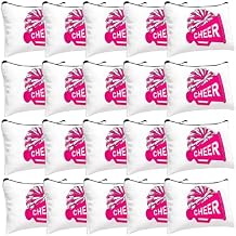 20 Pcs Cheer Makeup Bag Cheer Teams Senior Night Gifts Canvas Makeup Case Cheerleader Teams Gifts Zipper Pouch for Cheerleading Teammates Party SuppliesPink