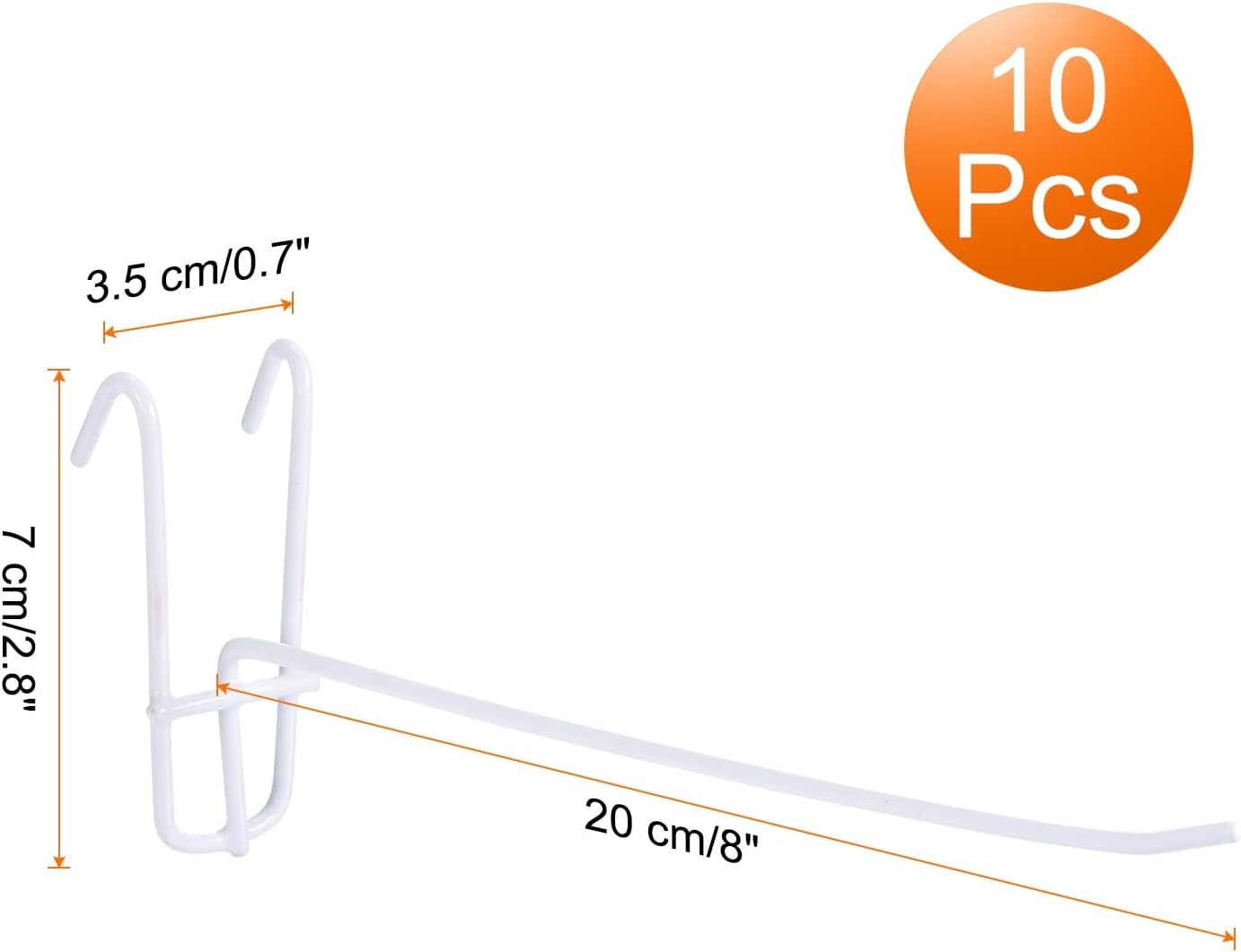 uxcell 10 Grid Wall Hooks, 8 Inch Grid Wall Panel Display Hooks for Grid Wall Accessory Display Rack for Retail Stores, Home Office, Garage Storage, White image 2