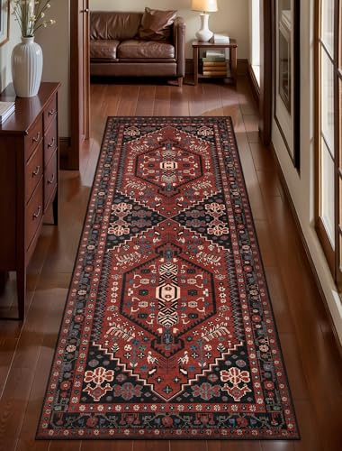 Image of Ciicool 2x5ft Runner Rug, Hallway Wahshable Rugs Vintage Kitchen Carpet for Entrance Bedroom Bedside Living Room Kitchen Laundry Bathroom Decor