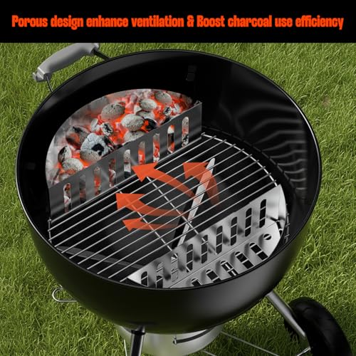 onlyfire Edelstahl Kohlekorb 2er Set, Holzkohlekörbe für Kugelgrill, Charcoal Grills, Kettle Grills, Char-Basket, Holzkohle-Körbe, Grillzubehör, Hohe Kapazität, Silber