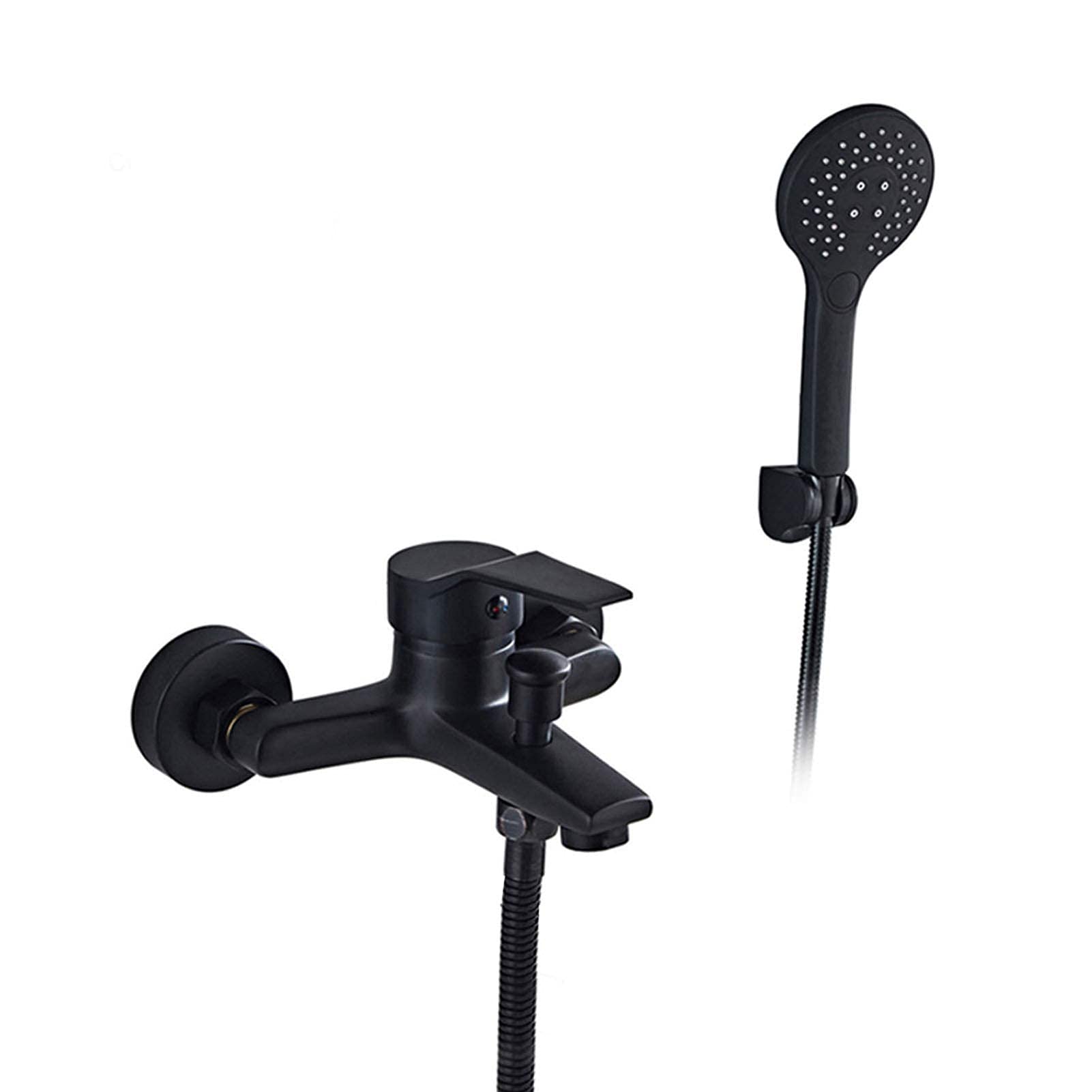 CWCQGH Bathtub Faucet with Handle Shower, Wall Mounted Brass Tub Faucet, Single Handle Shower Faucet Set, Bath Shower Mixer Taps Black