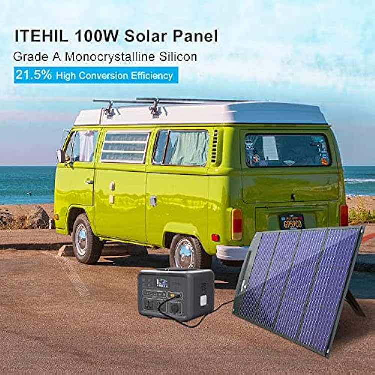 ITEHIL Solar Panel, 100W 18 Volt Monocrystalline Solar Panel Kits, Portable High Efficiency Solar Panel Charger, Foldable Solar Power Backup with USB 3.0/USB 2.0/DC Output for Home, Camping, RV...