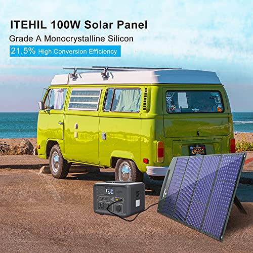 ITEHIL Solar Panel, 100W 18 Volt Monocrystalline Solar Panel Kits, Portable High Efficiency Solar Panel Charger, Foldable Solar Power Backup with USB 3.0/USB 2.0/DC Output for Home, Camping, RV… - Thumbnail 2