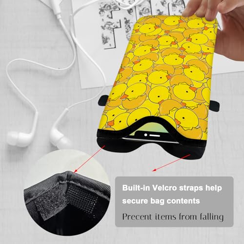 Image of Neoprene Cell Phone Sleeve Pouch Case Bag with Crossbody Strap Neck Lanyard for Women 7.1 X 3.9 in Yellow Duck