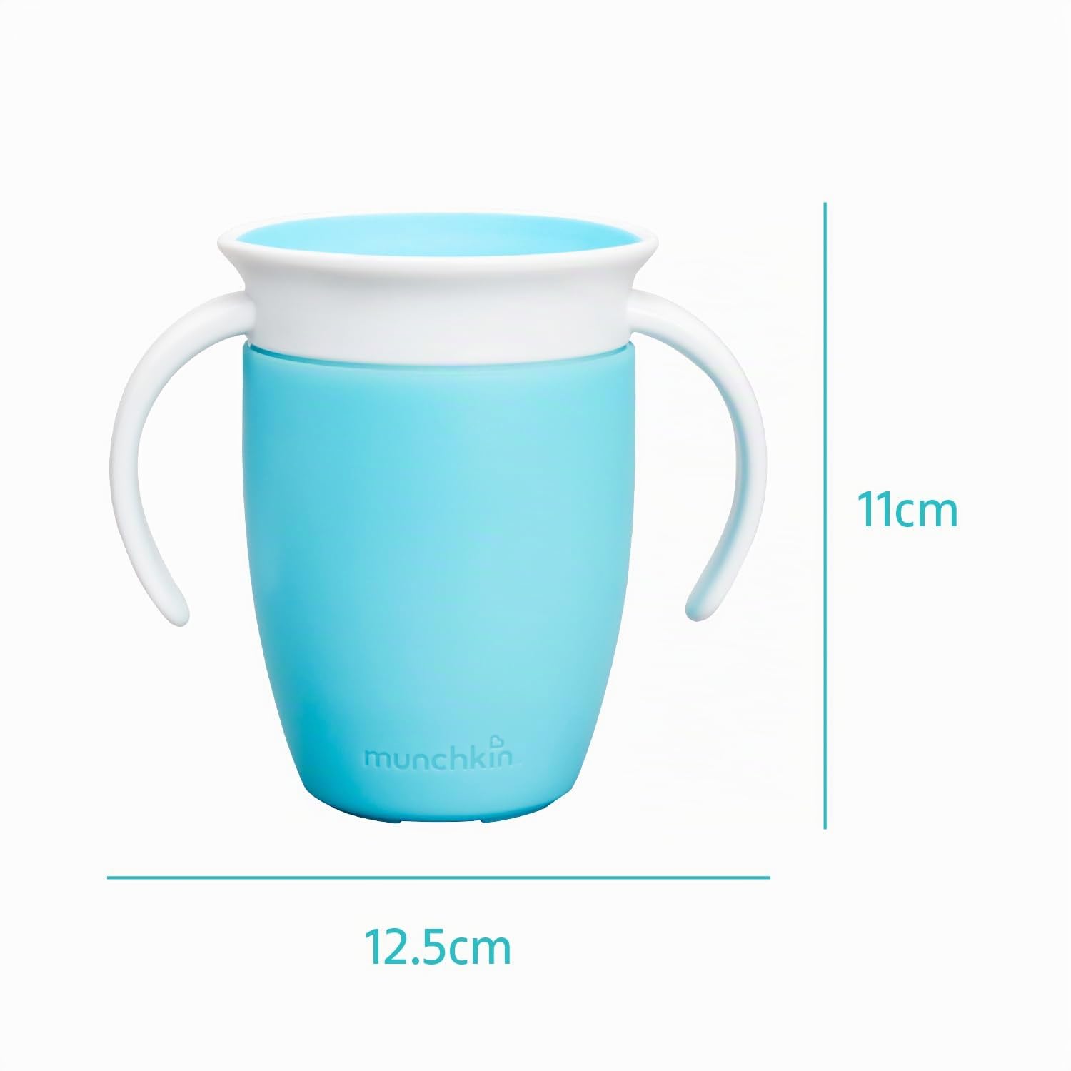 Munchkin Vaso Aprendizaje, Set de Vasos 360° con Asas, Vaso Antiderrame Libre de BPA para Bebés a Partir de los 6 Meses y Niños Pequeños, Apto para Lavavajillas, Lote de 2 x 207 ml, Azul/Verde