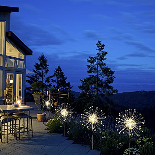 Perzoe Outdoor Decorative Solar Firework Light - Solar Powered 120Led 40 Copper Wire Garden Decorative Lights For Patio Lawn Christmas Birthday Party Decor(2 Pack) (Warm White) #TOP4