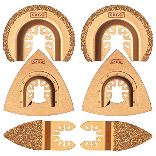 XXGO 6 Pcs Carbide Oscillating Tool Blades Accessories Kits for Tile Grout Removal XG8510
