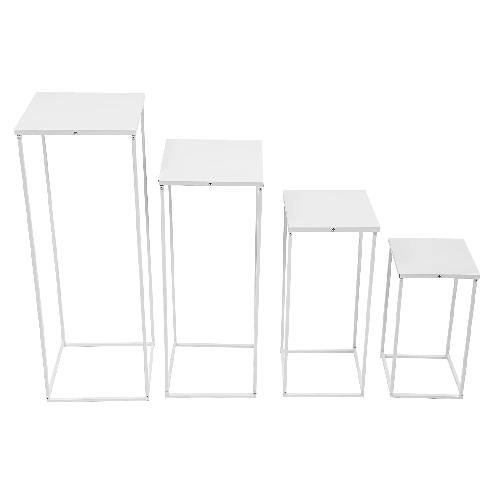 Dekoracja weselna, 4 sztuki, stojak na rośliny, stojak na kwiaty, metalowy stół, dekoracja stołu, na wesele, kompletny zestaw 45 cm + 60 cm + 75 cm + 90 cm, kolumna na kwiaty, biała, zaręczyny