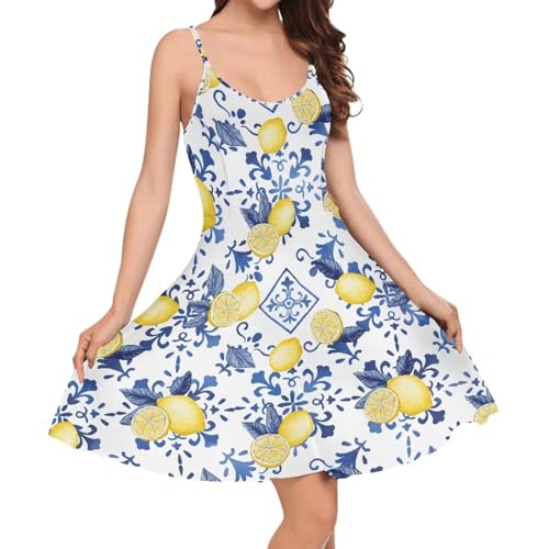 Image of Biyejit Women Casual Loose Dress Strap Long Summer Beach Swing Dress