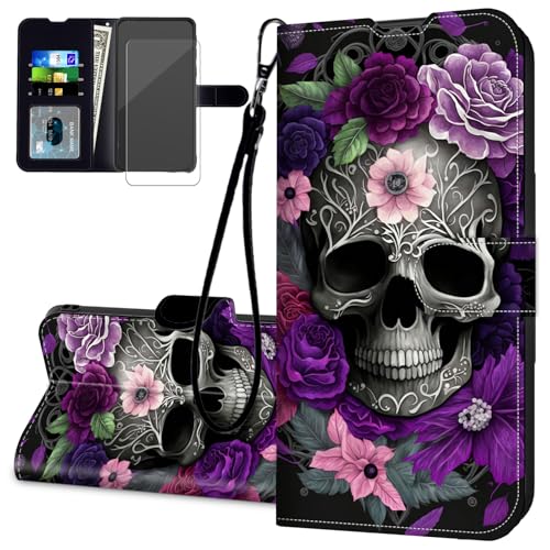 Étui pour Moto G 5G 2025 en similicuir violet avec dragonne