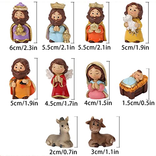10 peças conjuntos de presépio para o Natal, ornamentos de cena de manjedoura de resina, decorações
