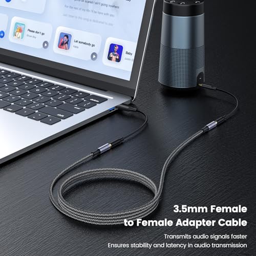 MOSWAG Cable Adaptador 3.5mm Hembra a Hembra 20cm miniatura 3