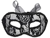 Simplicity Sheer Lace and Floral Mardi Gras Masquerade Costume Mask, 2894_Black