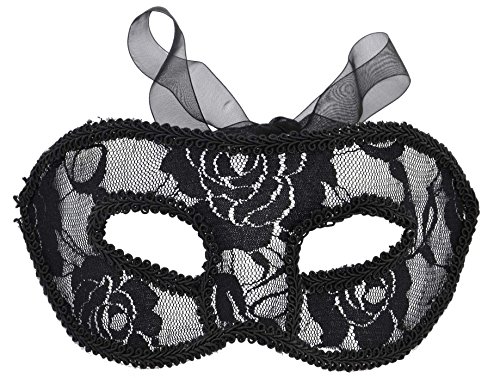 Simplicity Sheer Lace and Floral Mardi Gras Masquerade Costume Mask, Crop Black