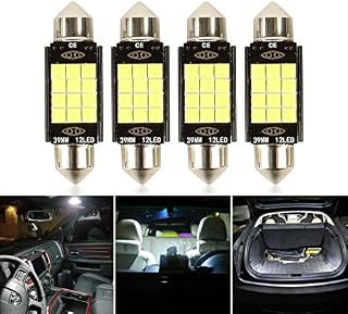 JoaSinc 39mm Festoon LED Car Bulbs 9SMD 3030 C5W LED White Canbus Error Free Car Interior Dome Light Bulbs License Plate Lights Door Map Lamps No Polarity 12V Pack of 4