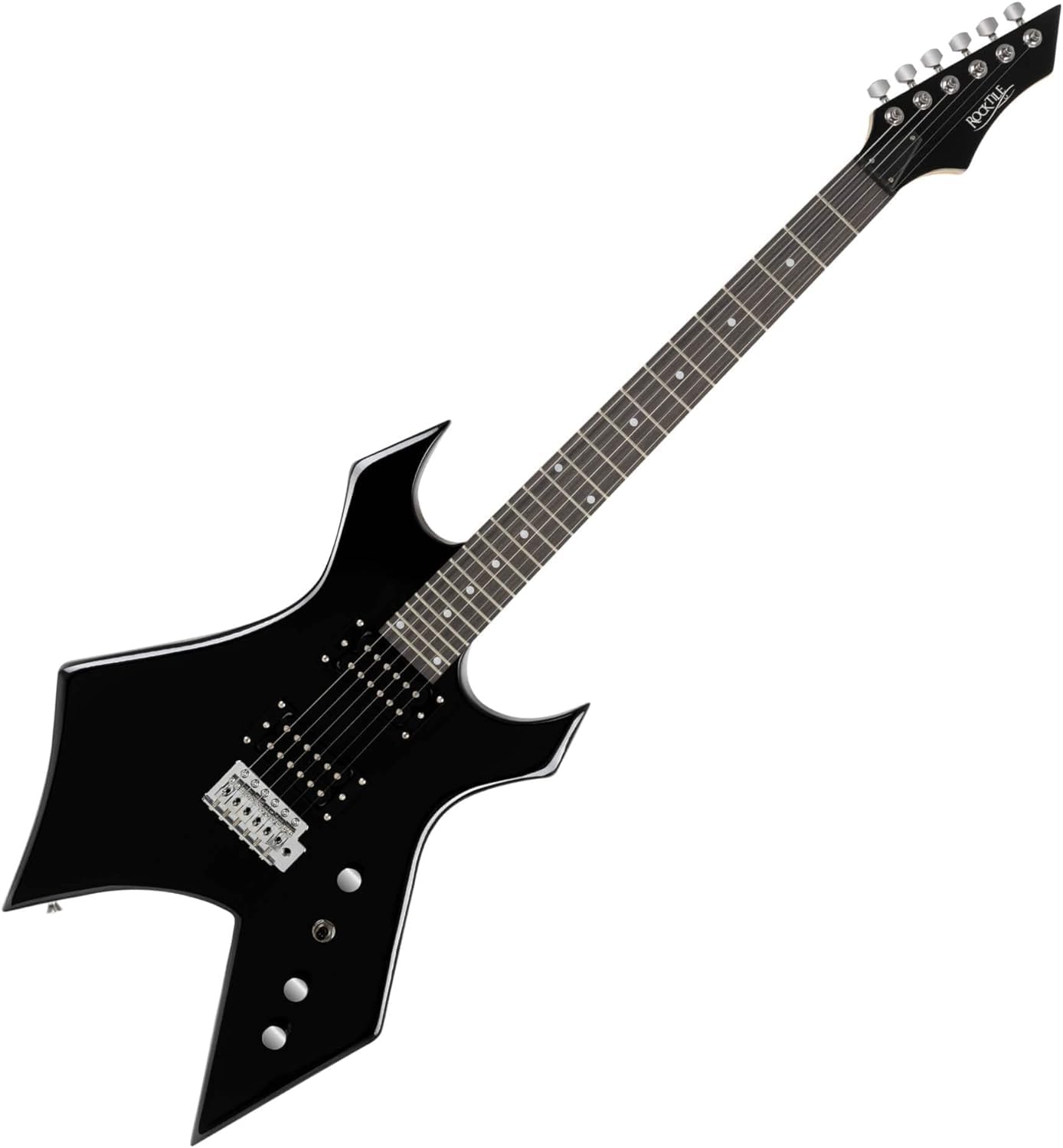 Rocktile MG-3008 Warhead Guitare Électrique & TIGER STP4-BK Sangle pour Guitare avec rangement pour médiators - Noir