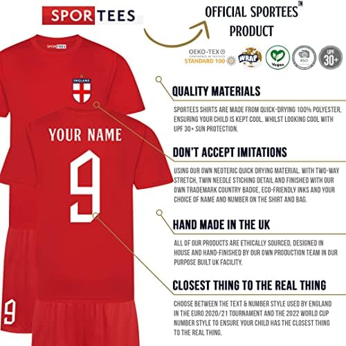 Sportees Personalised England Cup Style Red England Away Football Kit ...