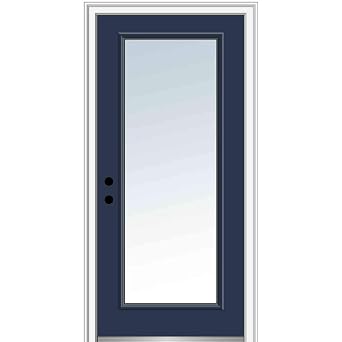 National Door Company ZZ11684R Fiberglass Smooth Naval, Right Hand in-Swing, Prehung Front Door, Full Lite, Clear Glass, 32" x 80"