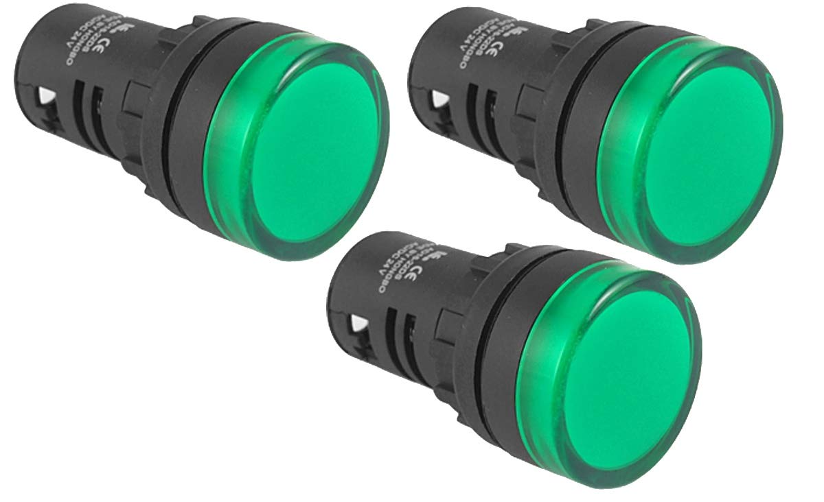 Royal Apex LED Pilot Panel Indicator Lamp | LED Voltage Indication Panel Light Warning Light (Pack of 3, Green)