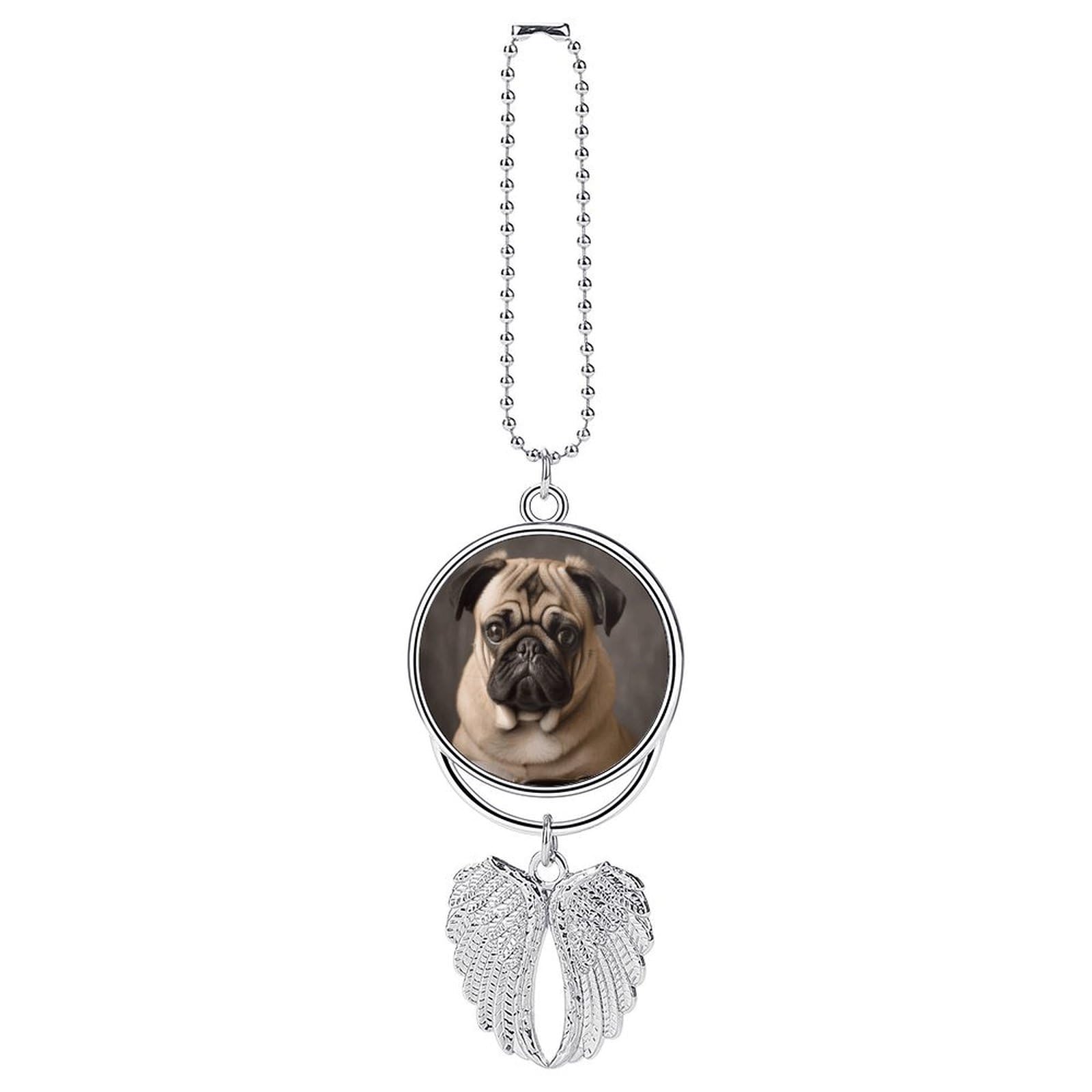 Animal Pug Dog Car Pendant Rear View Mirror Hanging Ornament Auto Metal Charm for Aesthetic Interior Decor. Lucky Car Accessories Cute Funny Hanging Decor for Car Truck