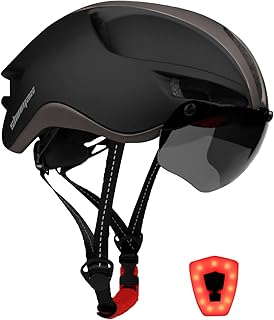 Shinmax Adult Bike Helmet,CPSC and CE Certificated Bicycle Helmet with Removable Magnetic Goggles&USB Rechargeable LED Lig...
