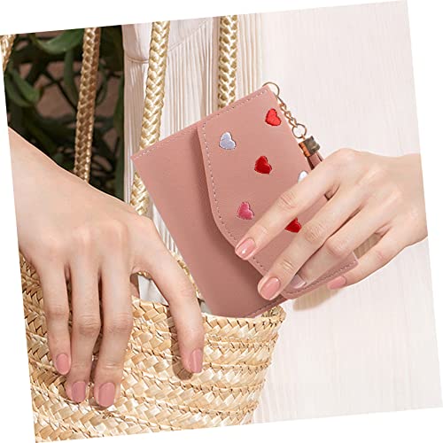 NOLITOY 2pcs Fashionable Embroidered Heart Wallet Compact Pu Leather Card Holder Purses for Women Girls Cash Coins and Id Cards4