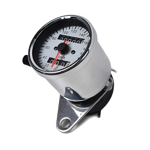 Miniatura 7 de 0022 Mini motocicleta velocímetro doble odómetro con retroiluminación LED indicador de señal de giro de faro neutro 2.56 pulgadas universal blanco