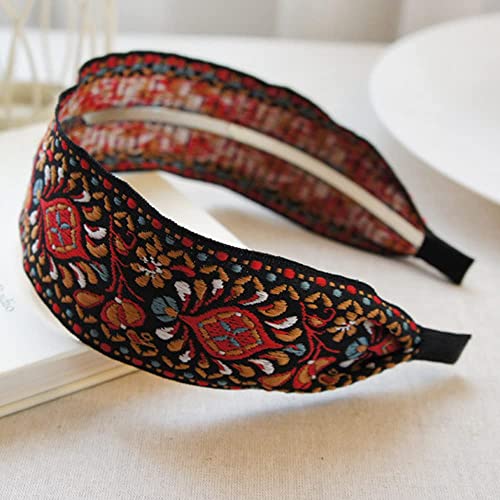 Sweets Embroidered Headbands, 2023 New Ladies Bohemian Wide Headband National Style Embroidered Fabric Hairband, Handmade Colored Vintage Ethnic Style Floral Wide Headbands For Women Girls (3 Pcs) #TOP3