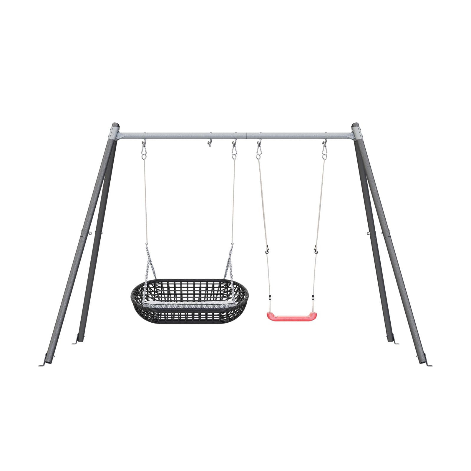 QLS Struttura in acciaio per altalena doppia e amaca 310 cm | Struttura in tubo d'acciaio Ø60 mm, per altalene e amache, carico fino a 200 kg