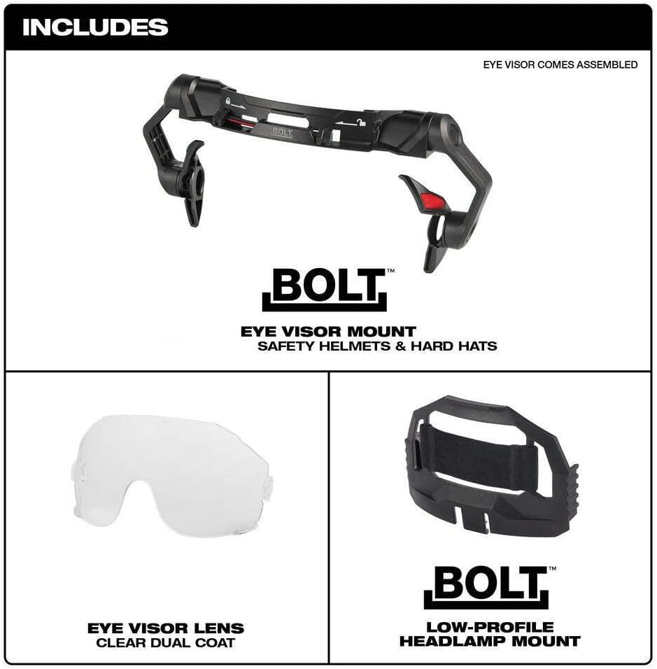48-73-1410 Compatible with Milwaukee BOLT Eye Visor - Clear Dual Coat Lens for Hard Hat/Helmet