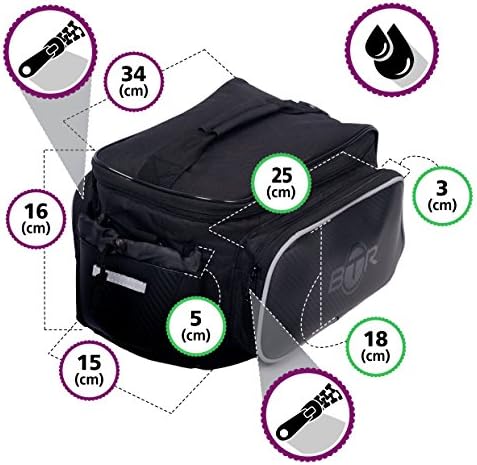 BTR Rear Rack Pannier BIke Bag. Option Of Waterproof Rain Cover. Universal Fitting Cycling Rear Rack Bicycle Bag.