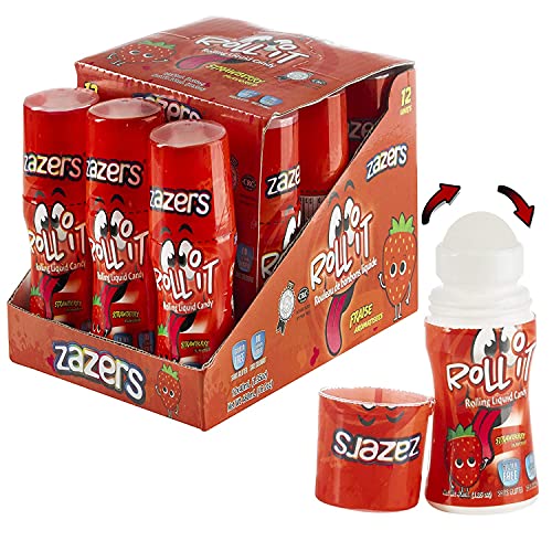 Sour Liquid Strawberry Flavored Rolling Liquid Candy - 12 Pack Of Roll-It Bottles By Zazers - Gluten-Free And No Coloring Added (Kosher, Net Wt 16.2 Oz, 480Ml) #TOP13