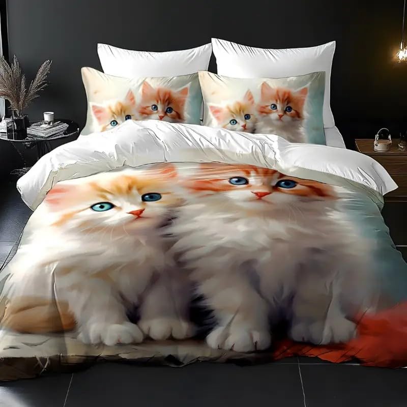 Housse de couette chat 3D pour en finir avec la couette qui glisse