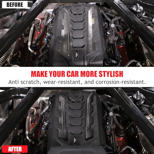 Image of Sekhyna Engine Bay Panel Cover Trim 2PCS Compatible with Corvette C8 Stingray 2020-2025 Engine Cover Left Right Protective High Temperature Resistance Cover Trim Accessories (Black)
