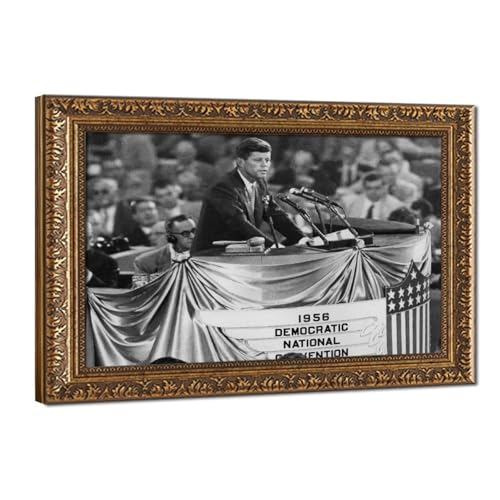 Impression sur toile John F Kennedy avec cadre suspendu haut de gamme