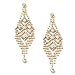 Gold Crystal Rhinestone Art Deco Dangle Earrings