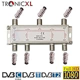 [page_title]-TronicXL 6fach BK Verteiler Premium TV Kabel Adapter Antennenverteiler Kabelfernsehen DVBC zb für Unitymedia Splitter Unicable 6-Fach hd tauglich 4K HDTV DC-Durchlass UKW Radio Satelliten-Anlagen