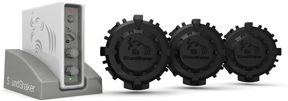 SoundShaker Tactile Transducer Bass Shaker with Wireless Amplifier Seat Vibration Kit (Three Shaker, Amp)