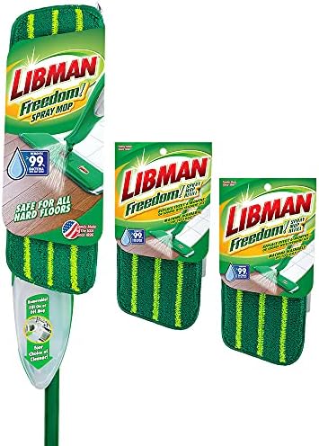 Libman Freedom Spray Mop Kit - Plus 2 Microfiber Refill Pads - One of the Best Mops for Hardwood, Laminate, Tile, Vinyl Floors. 24 Oz Reservoir Tank. Two Extra Replacement Heads Included. Family Made!